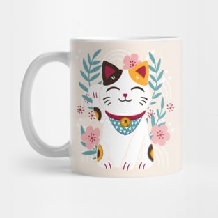 Japanese Lucky Cat With Cherry Blossoms Mug